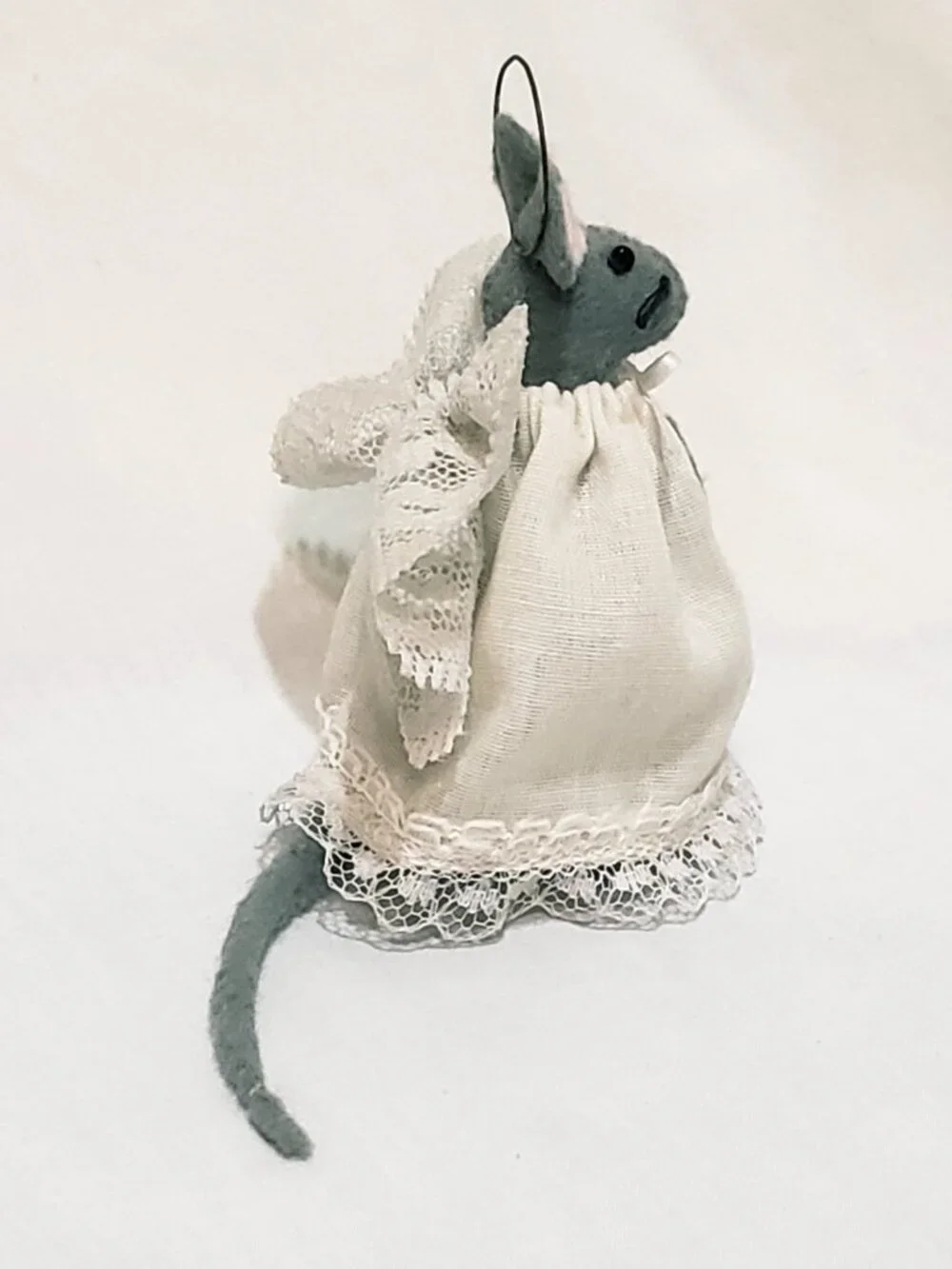 Felt Gray Mouse Angel Handmade Christmas Ornament 3.5